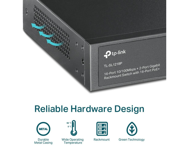 TP-Link 18p TL-SL1218P (16x10/100Mbit PoE+, 2x1000Mbit) - 1063920 - zdjęcie 8